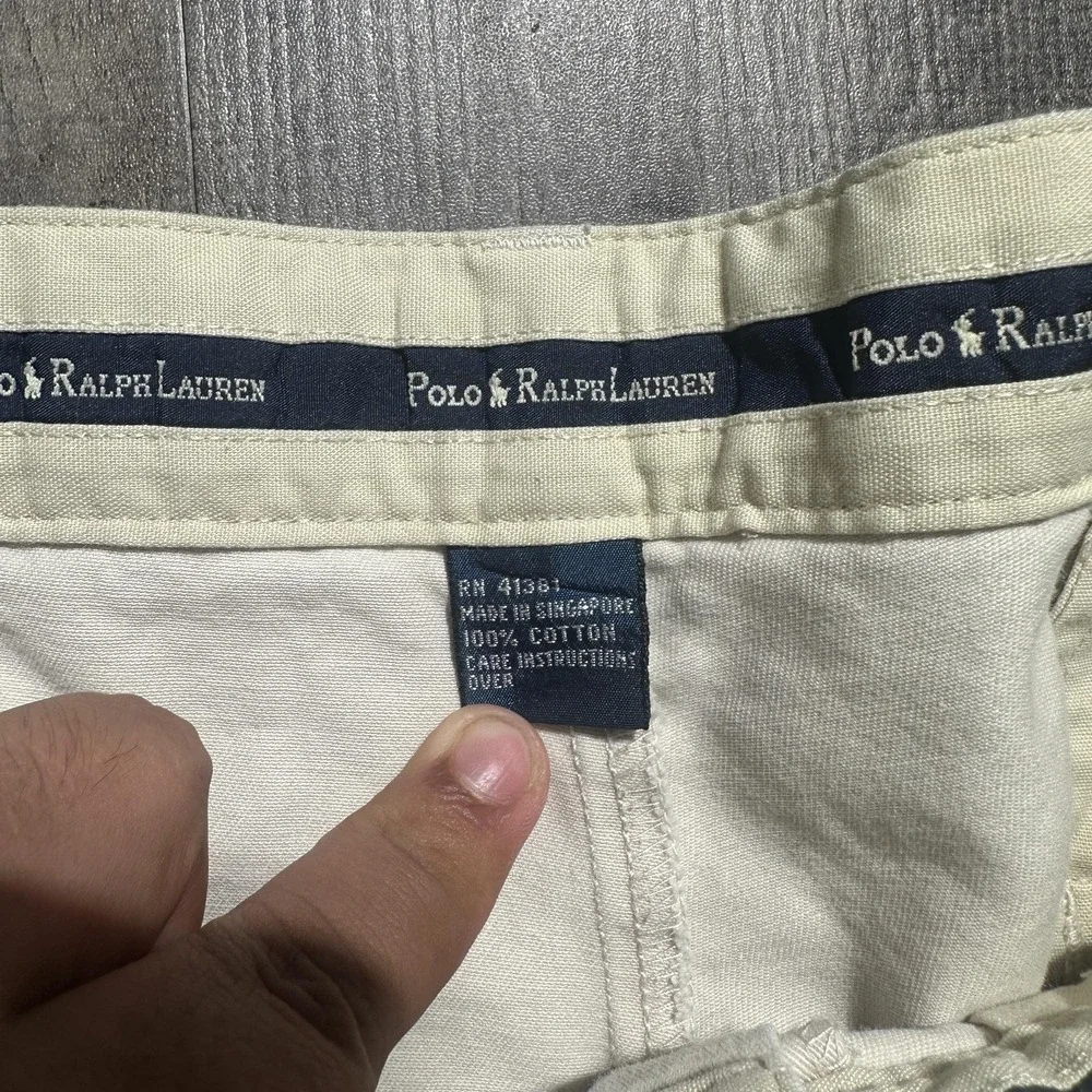 Polo Ralph Lauren‎ Pants Mens 36x30 Beige Chino Pleated Front Cotton Casual